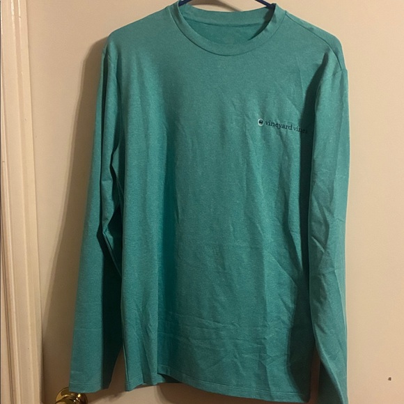 Vineyard Vines Men's Aqua Long Sleeve Tee - Picture 1 of 5